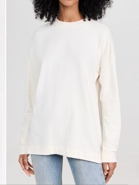 AYR The Early Morning Tee Long Sleeve Top Cream Large